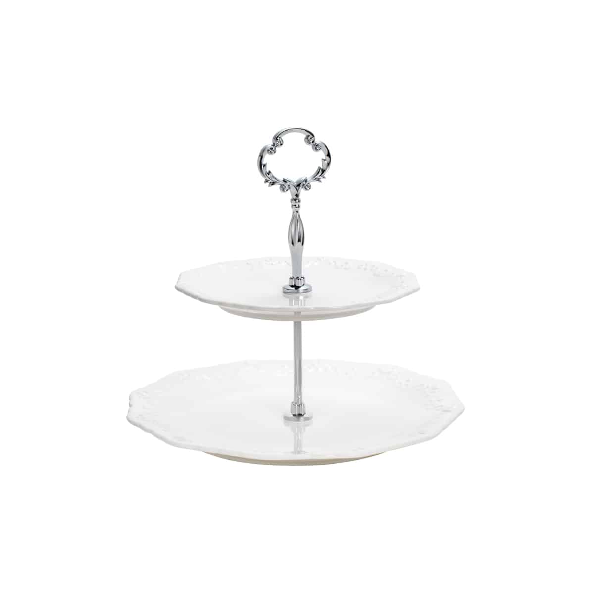 PRATO DUPLO PORCELANA P/DOCES ALTO RELEVO 19/27x23cm