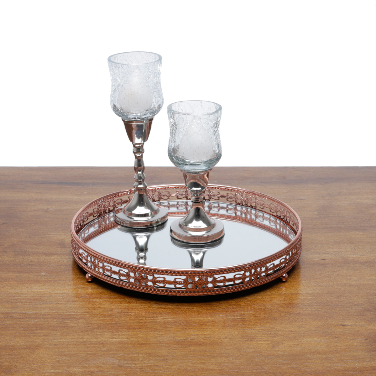 Bandeja Ferro bronze com espelho 26x4cm - Imagem 3
