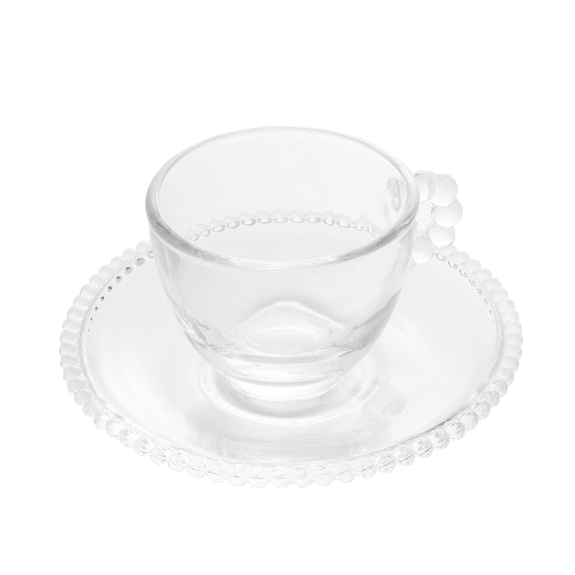 CJ 4 Xícaras Chá Cristal c/ pires Pearl 180ml - Imagem 2