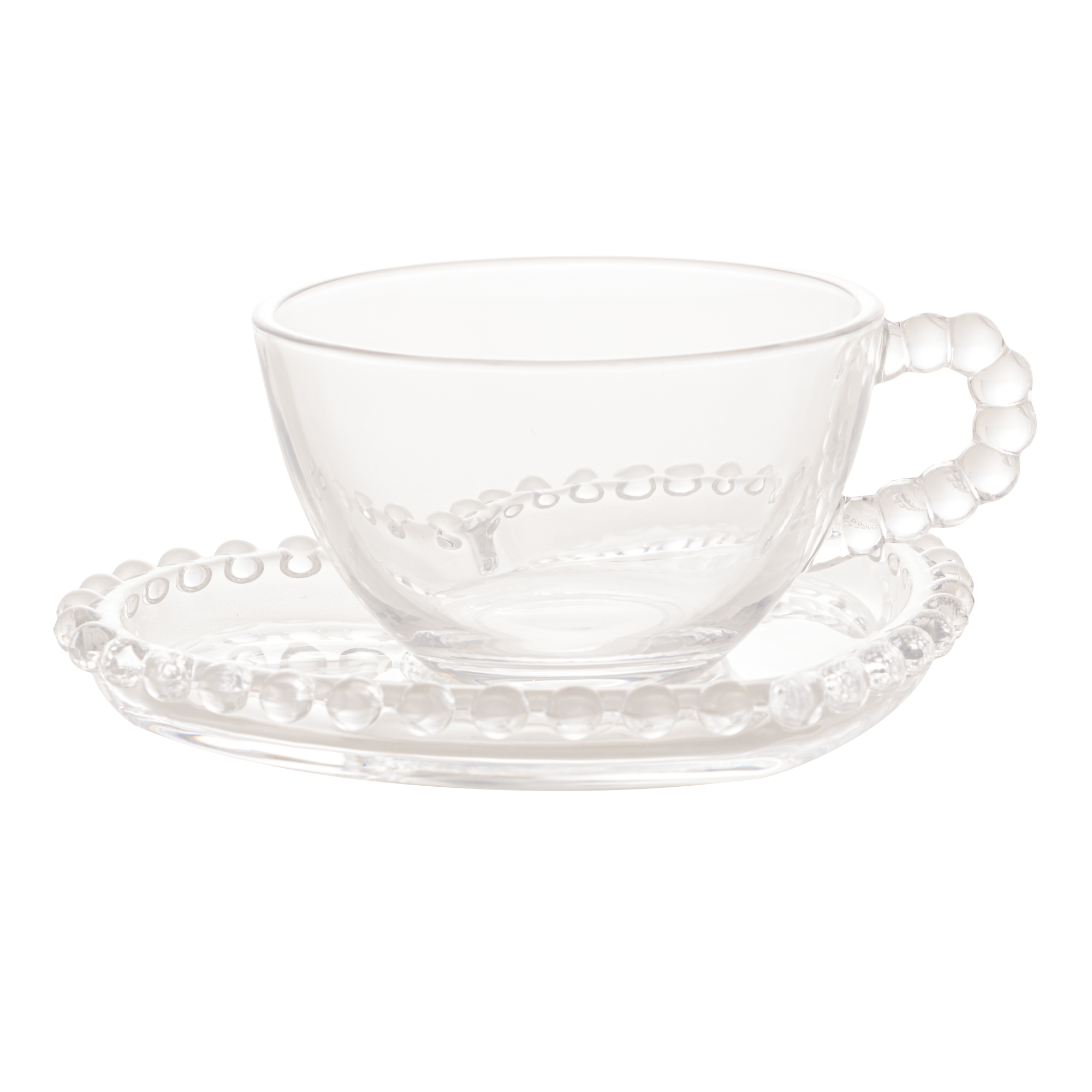 Cj 4 Xícaras Chá Cristal c/ Pires Coração Pearl 180ml - Imagem 5