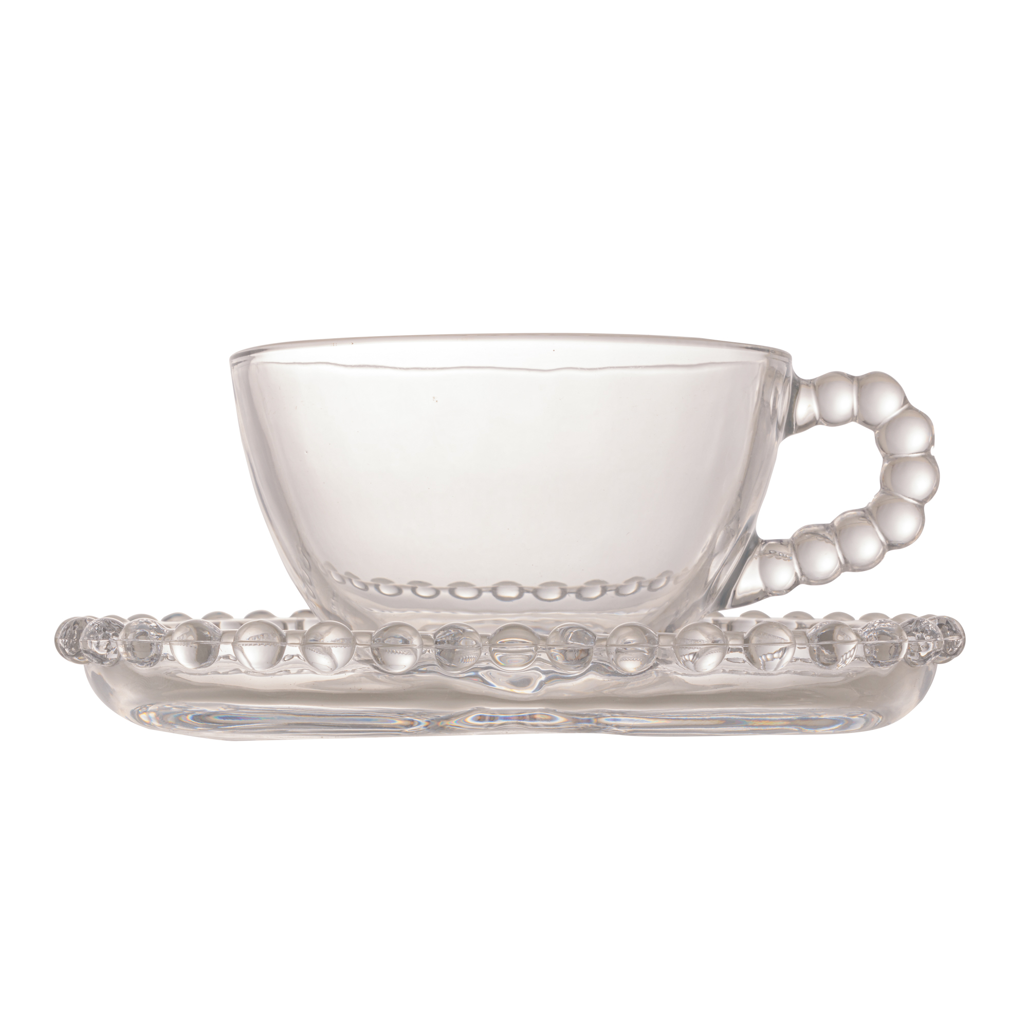 Cj 4 Xícaras Chá Cristal c/ Pires Coração Pearl 180ml - Imagem 4