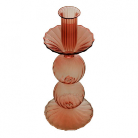Alternative view of Castiçal em vidro - Coral 9x22cm