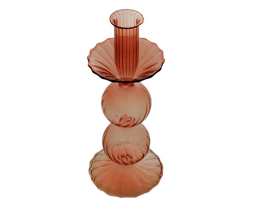 Castiçal em vidro - Coral 9x22cm - Imagem 2