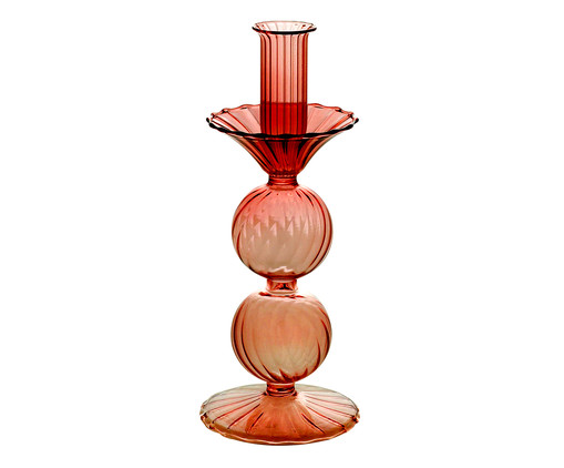 Castiçal em vidro - Coral 9x22cm