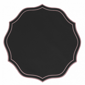 Lugar americano em nylon azul marinho com bordado rosa 45cm
