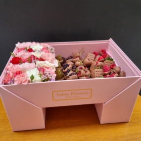 Table Box retangular Bloom Berry com flores